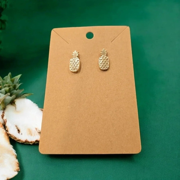 Gold Plated Pineapple Stud Earrings - Picture 1 of 2
